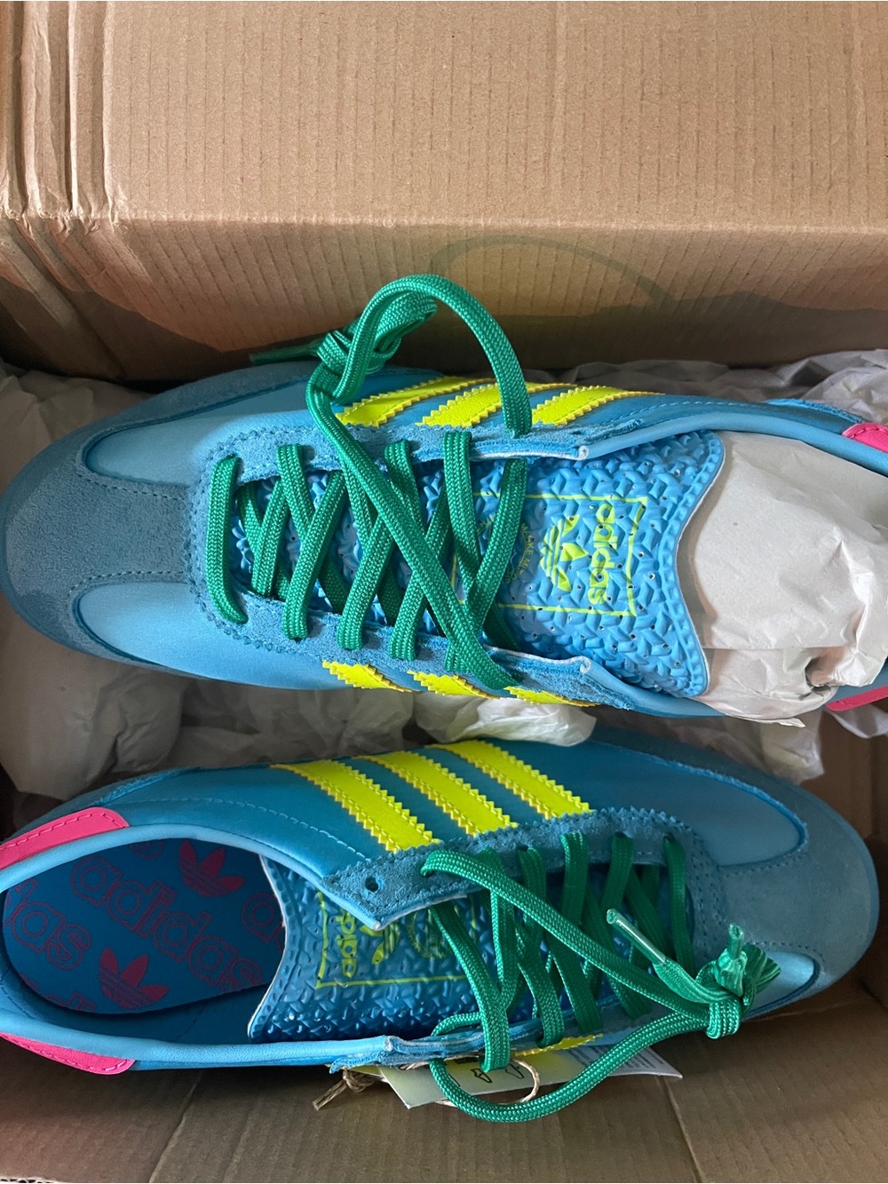 adidas Teal & Neon Yellow Low-Top Sneakers